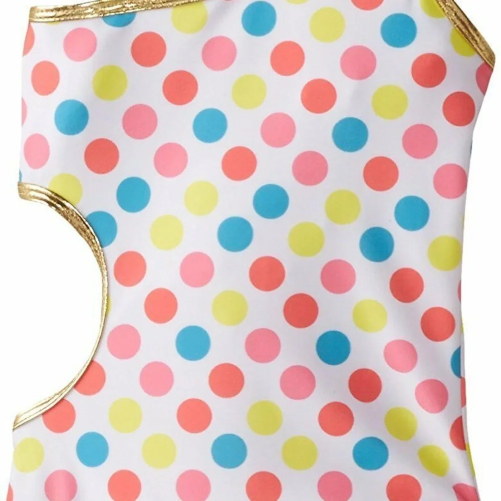 Jantzen Girls One Piece Cut Out Swimsuit Size 5 Polka Dot NWT‎ Swimwear